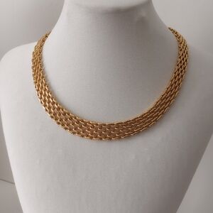 Stunning 80's Chunky Choker Necklace ,  Goldtone Monet,